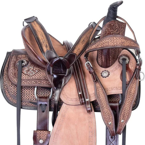 Leather Cowboy Western Roping Horse Saddle Tack Set