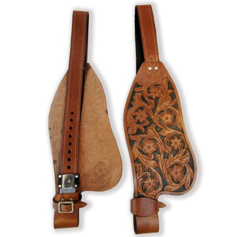 Horse Western Adult Tooled Leather Replacement Saddle Fenders Pair Set