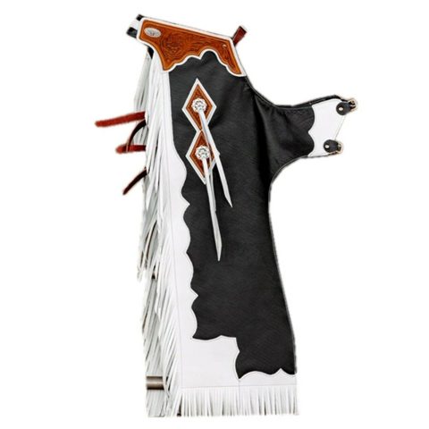 Western Leather Chinks Chaps with Tooled Yoke for Men Women Kids
