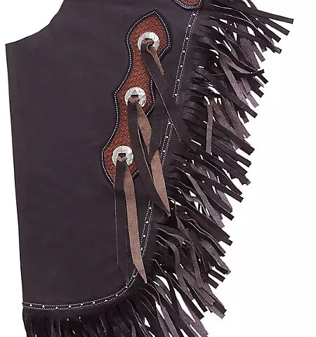 Western Leather Chinks Chaps with Tooled Yoke for Men Women Kids