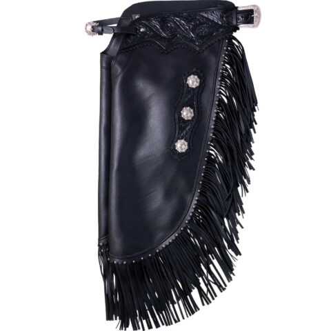 Western Leather Chinks Chaps with Tooled Yoke for Men Women Kids