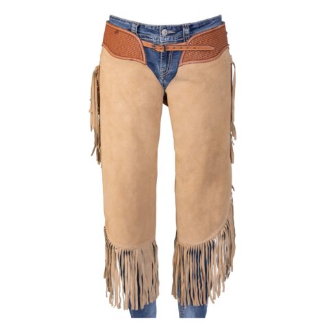 Western Leather Chinks Chaps with Tooled Yoke for Men Women Kids
