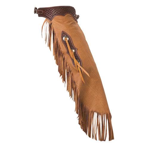 Western Leather Chinks Chaps with Tooled Yoke for Men Women Kids
