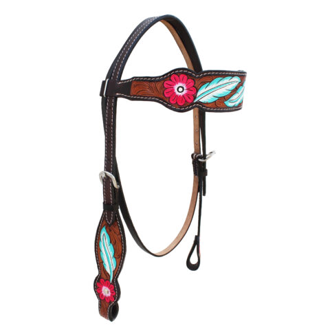 Western Saddle Horse Headstall Breast Collar Reins Tack Set