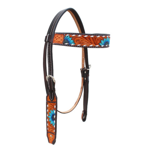 Western Saddle Horse Headstall Breast Collar Reins Tack Set