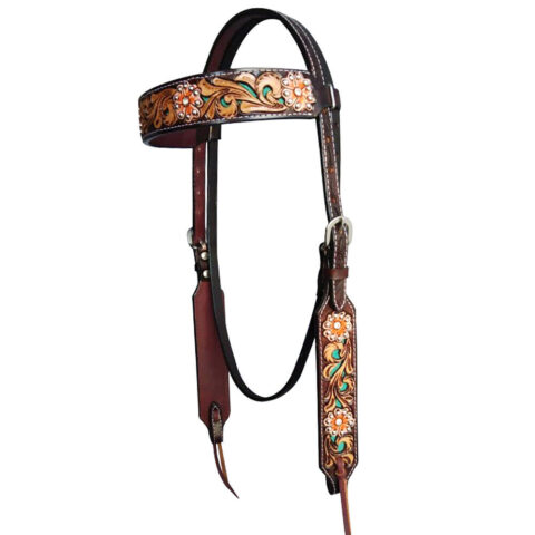 Western Saddle Horse Headstall Breast Collar Reins Tack Set