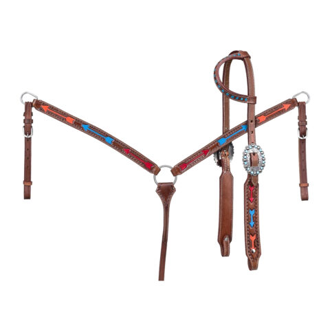 Western Saddle Horse Headstall Breast Collar Reins Tack Set
