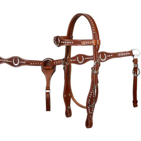 Western Saddle Horse Headstall Breast Collar Reins Tack Set