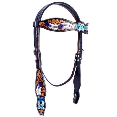 Western Saddle Horse Headstall Breast Collar Reins Tack Set