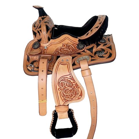Premium Leather Western Barrel Racing Horse Saddle Tack Set