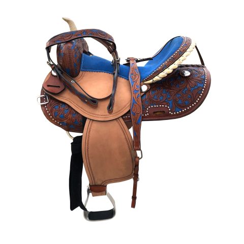 Western Horse Barrel Saddle Leather Tack Set Matching Headstall Breast Collar Reins