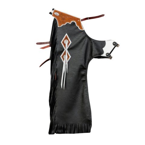 Western Leather Chinks Tooled Yoke for Men Women Kids Black White
