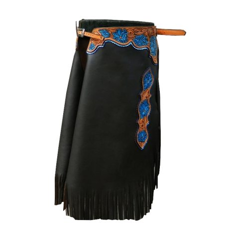 Custom Leather Chinks Floral Turquoise Tooled Yoke for Men Women Kids
