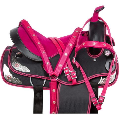 Western Horse Pleasure Trail Barrel Racer Show Saddle Synthetic Pink