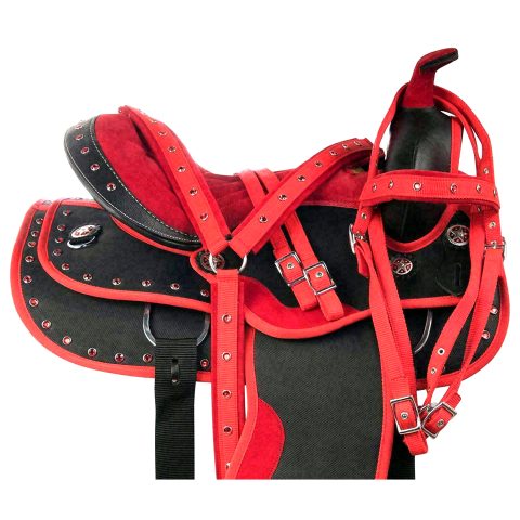 Western Horse Pleasure Trail Barrel Racer Show Saddle Synthetic Red