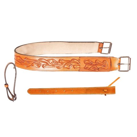 Horse Western Saddle Floral Tooled Leather Rear Flank Saddle Cinch Billets