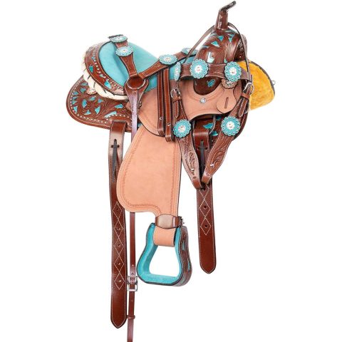 Sazaar Tack Western Barrel Horse Saddle Leather Tack Set