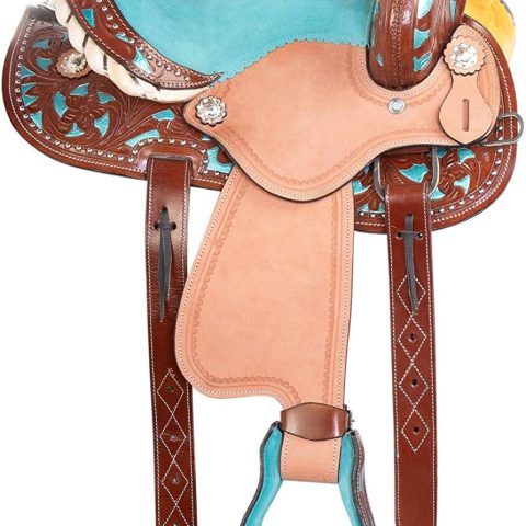 Sazaar Tack Western Barrel Horse Saddle Leather Tack Set