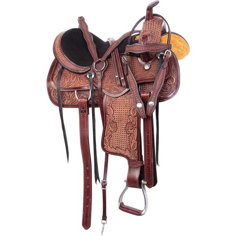 Sazaar Tack Western Barrel Horse Saddle Leather Tack Set