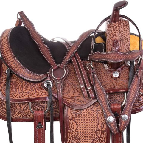 Sazaar Tack Western Barrel Horse Saddle Leather Tack Set
