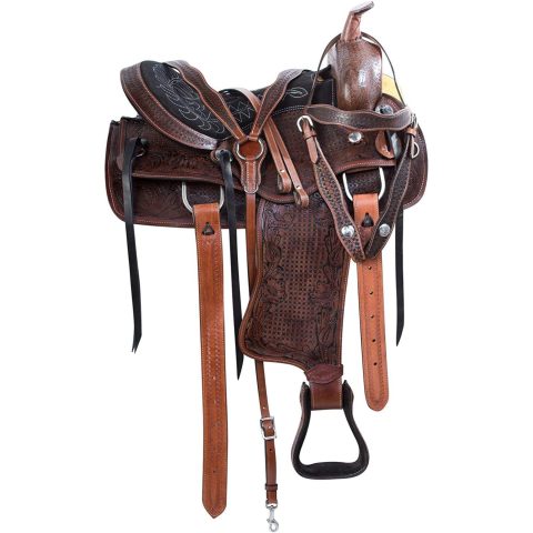 Sazaar Tack Western Barrel Horse Saddle Leather Tack Set