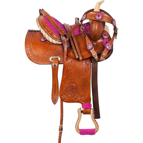 Sazaar Tack Western Barrel Horse Saddle Leather Tack Set