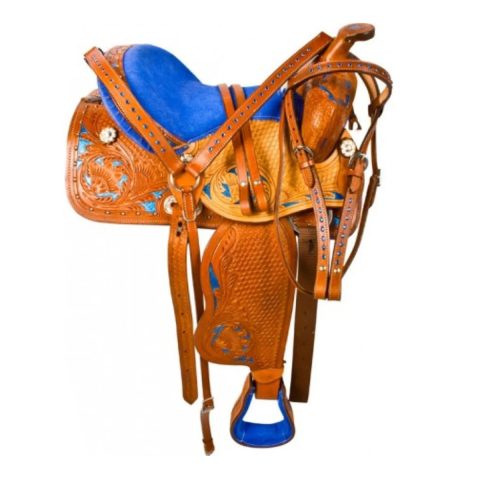 Sazaar Tack Handmade Western Barrel Horse Saddle Leather Tack Set