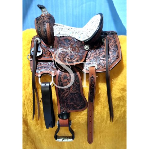 Sazaar Tack Western Barrel Racing Horse Saddle Leather Tack Set