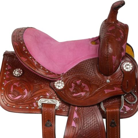 Sazaar Tack Handmade Western Barrel Horse Saddle Leather Tack Set