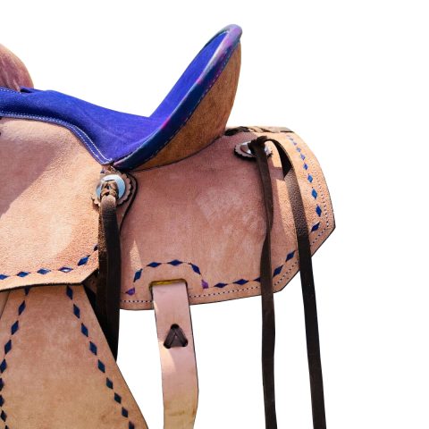 Sazaar Tack Blue Western Barrel Horse Saddle Leather Tack Set