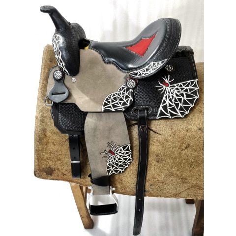 Sazaar Tack Black Western Barrel Horse Saddle Leather Tack Set