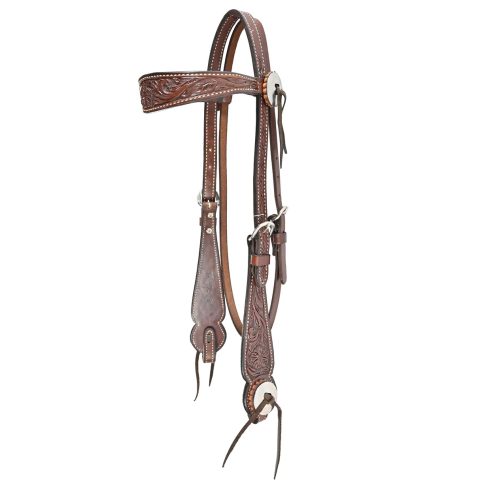 Design: Beautifully hand-tooled browband headstall. Tooling: Features intricate tooling for a classic and elegant look. Hardware: Basic hardware to highlight the craftsmanship. Finish: Medium oil finish for a traditional appearance and durability.