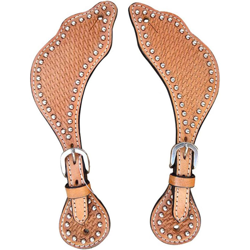 Leather Western Spur Straps Hand Tooled Pair Set