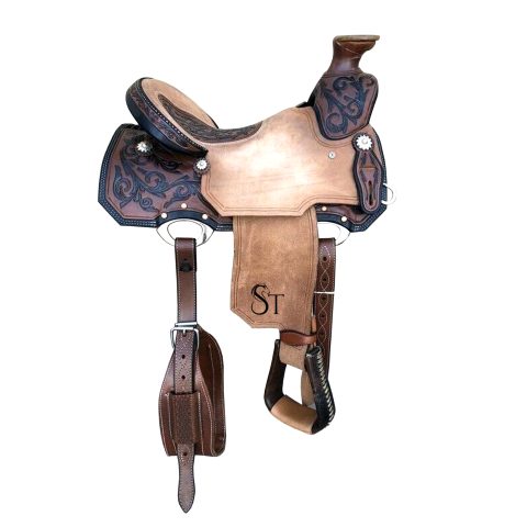 Western Leather A Fork Wade Tree Roping Ranch Horse Saddle Tack Set