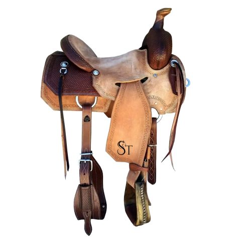 Western Leather A Fork Wade Tree Roping Ranch Horse Saddle Tack Set