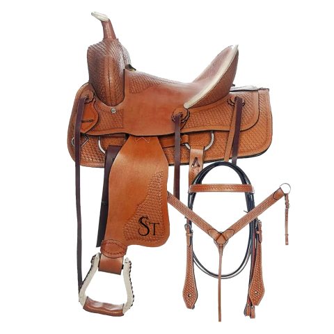 Western Leather A Fork Wade Tree Roping Ranch Horse Saddle Tack Set