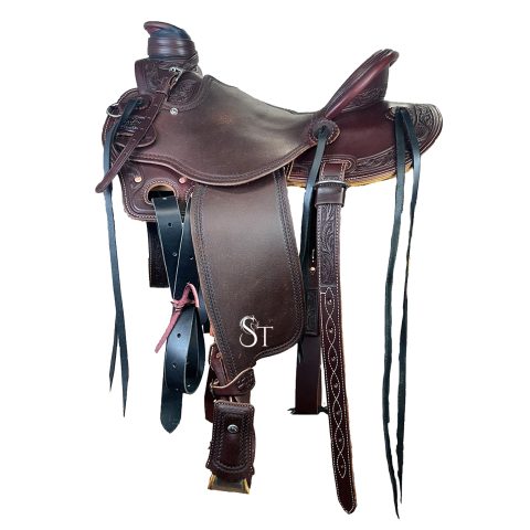 Western Leather A Fork Wade Tree Roping Ranch Horse Saddle Tack Set