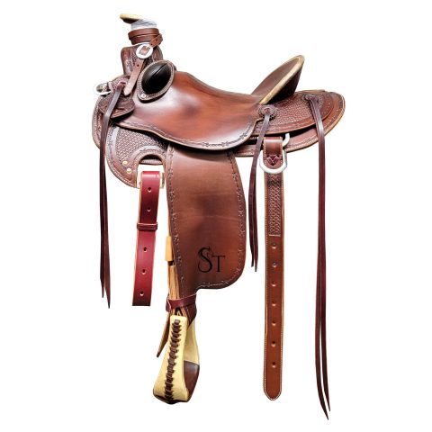Western Leather A Fork Wade Tree Roping Ranch Horse Saddle Tack Set