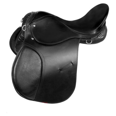 Sazaar Tack English Horse All Purpose Saddle Leather Riding Tack Set Black