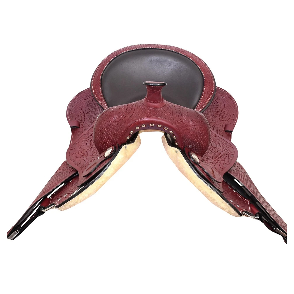 Western Barrel Racing Horse Saddle Pleasure Trail Floral Tooled Leather Rodeo Cowboy Tack Set - Image 2