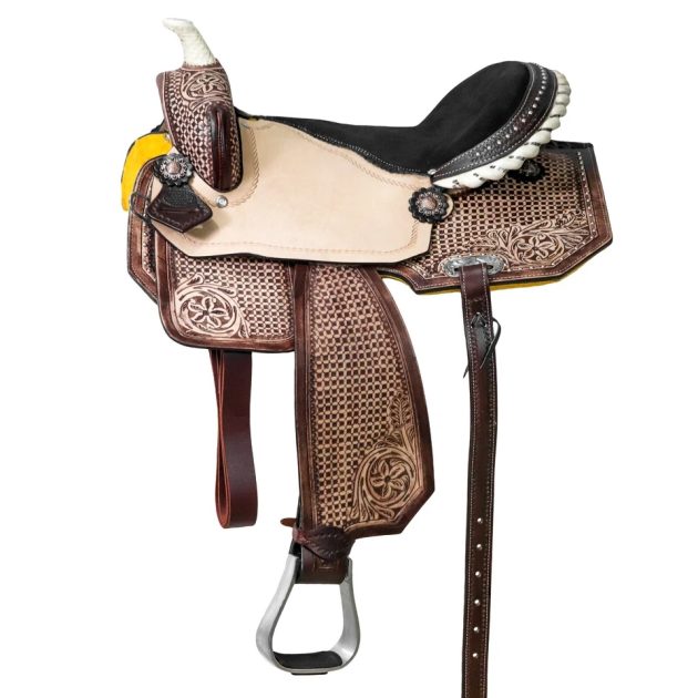 Western Horse Barrel Saddle Leather Tack Set - Sazaar Tack