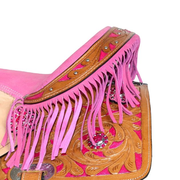 Western Barrel Racing Horse Saddle Pleasure Trail Floral Tooled Leather Rodeo Cowboy Tack Set - Image 4