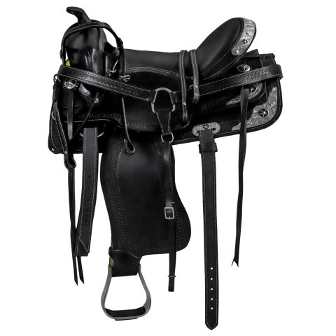 Western Barrel Racing Horse Saddle Pleasure Trail Floral Tooled Leather Rodeo Cowboy Tack Set