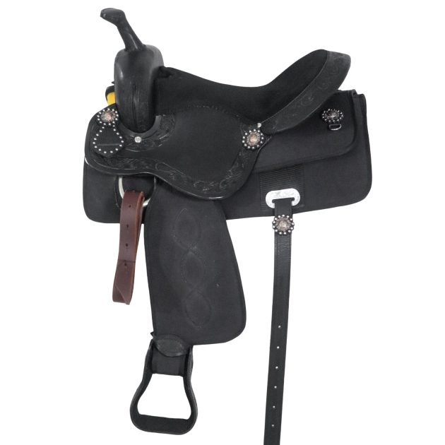 Western Barrel Racing Horse Saddle Pleasure Trail Floral Tooled Leather Rodeo Cowboy Tack Set