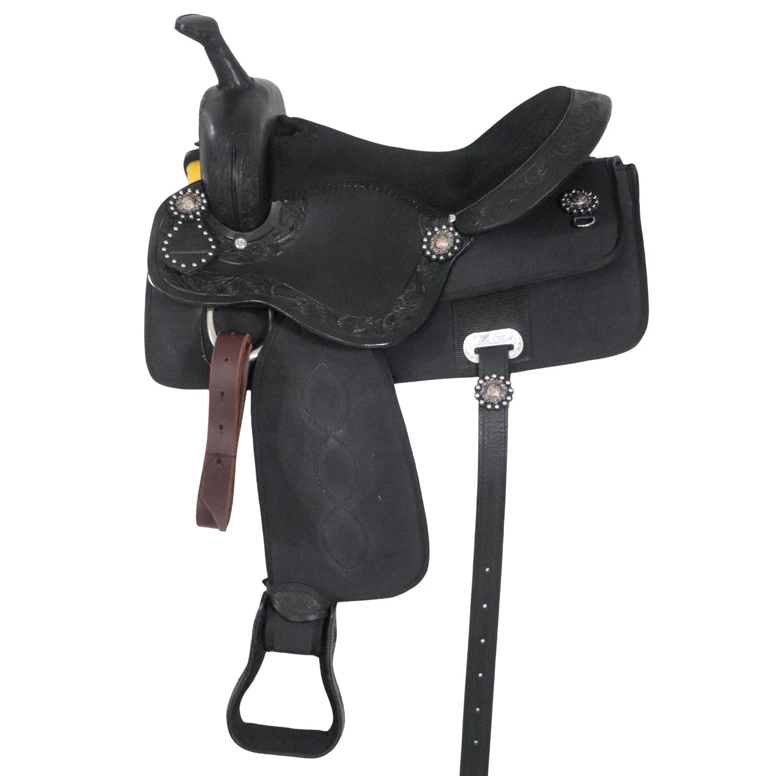 Western Barrel Racing Horse Saddle Pleasure Trail Floral Tooled Leather Rodeo Cowboy Tack Set