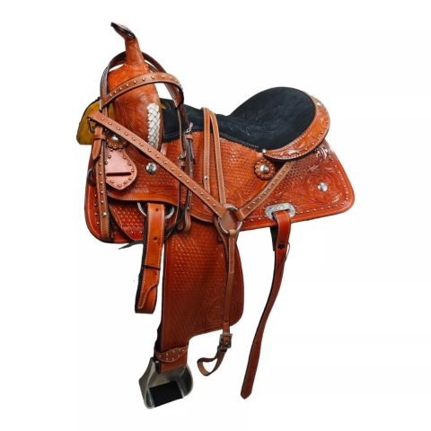 Western Barrel Racing Horse Saddle Pleasure Trail Floral Tooled Leather Rodeo Cowboy Tack SetWestern Barrel Racing Horse Saddle Pleasure Trail Floral Tooled Leather Rodeo Cowboy Tack Set