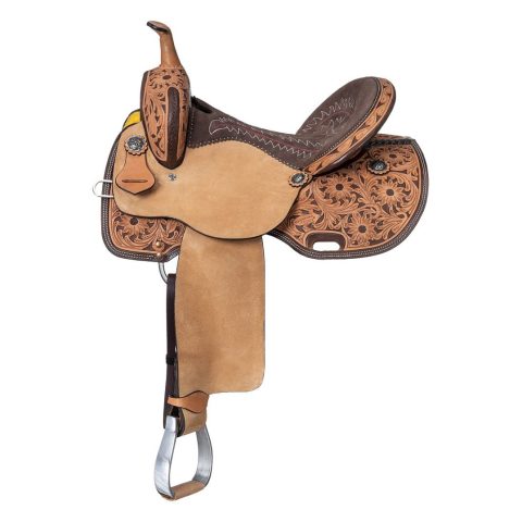 8" Kids Western Miniature Horse Trail Mini Leather Saddle Floral Tooled Tack Set (Copy)