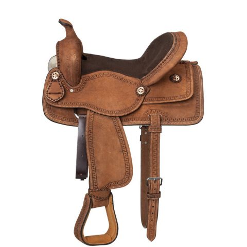 8" Kids Western Miniature Horse Trail Mini Leather Saddle Floral Tooled Tack Set