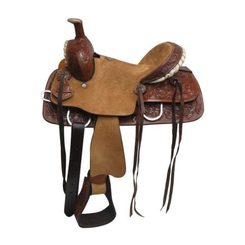 8" Kids Western Miniature Horse Trail Mini Leather Saddle Floral Tooled Tack Set