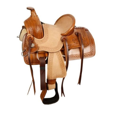 8" Kids Western Miniature Horse Trail Mini Leather Saddle Floral Tooled Tack Set